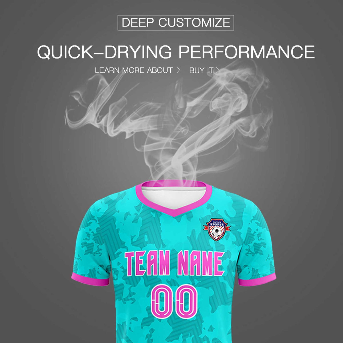 Custom Aqua Camo sports Soccer Tops/Sets Jersey