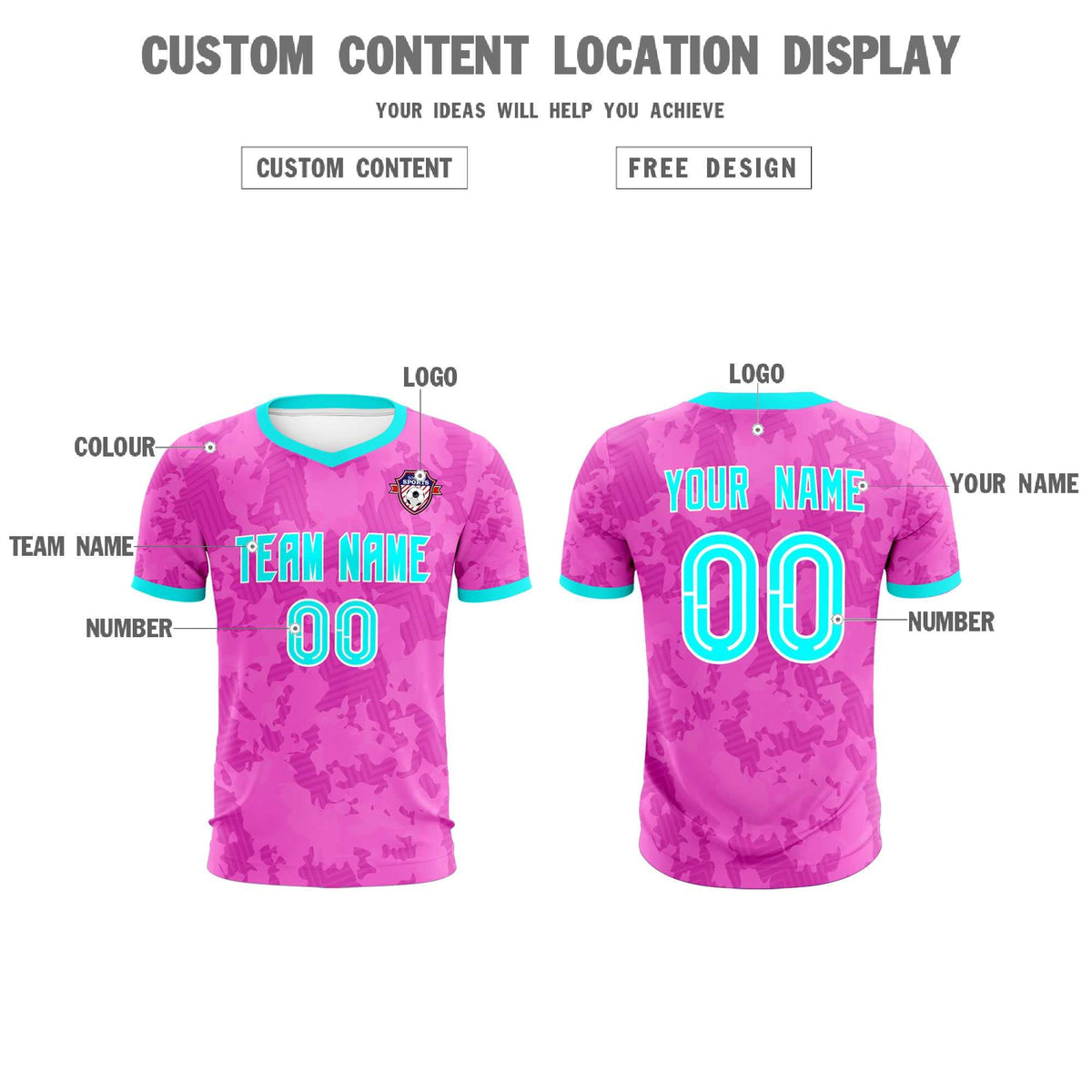 Custom Pink Camo sports Football Kit Jersey