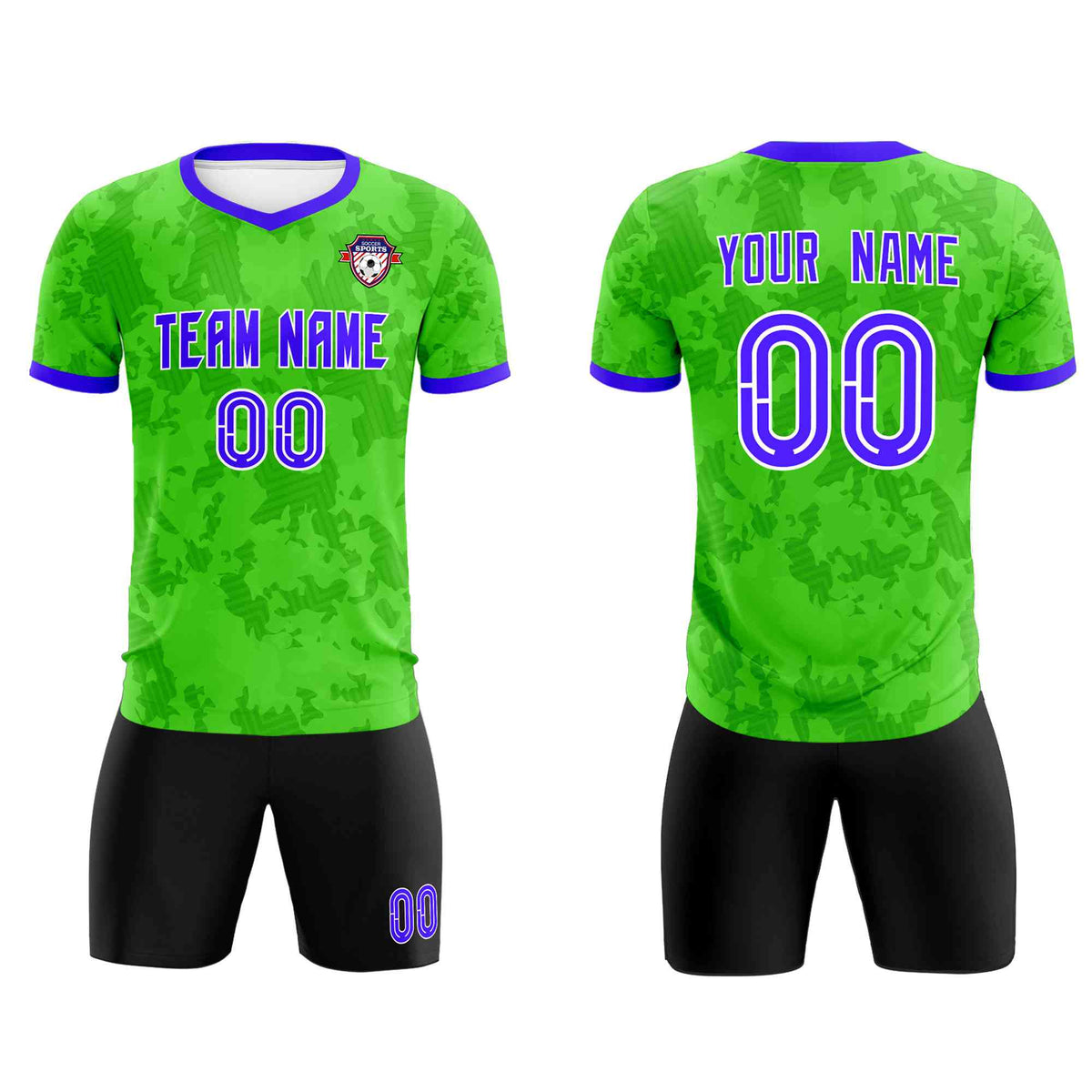 Custom Neon Green Camo sports Soccer Tops/Sets Jersey