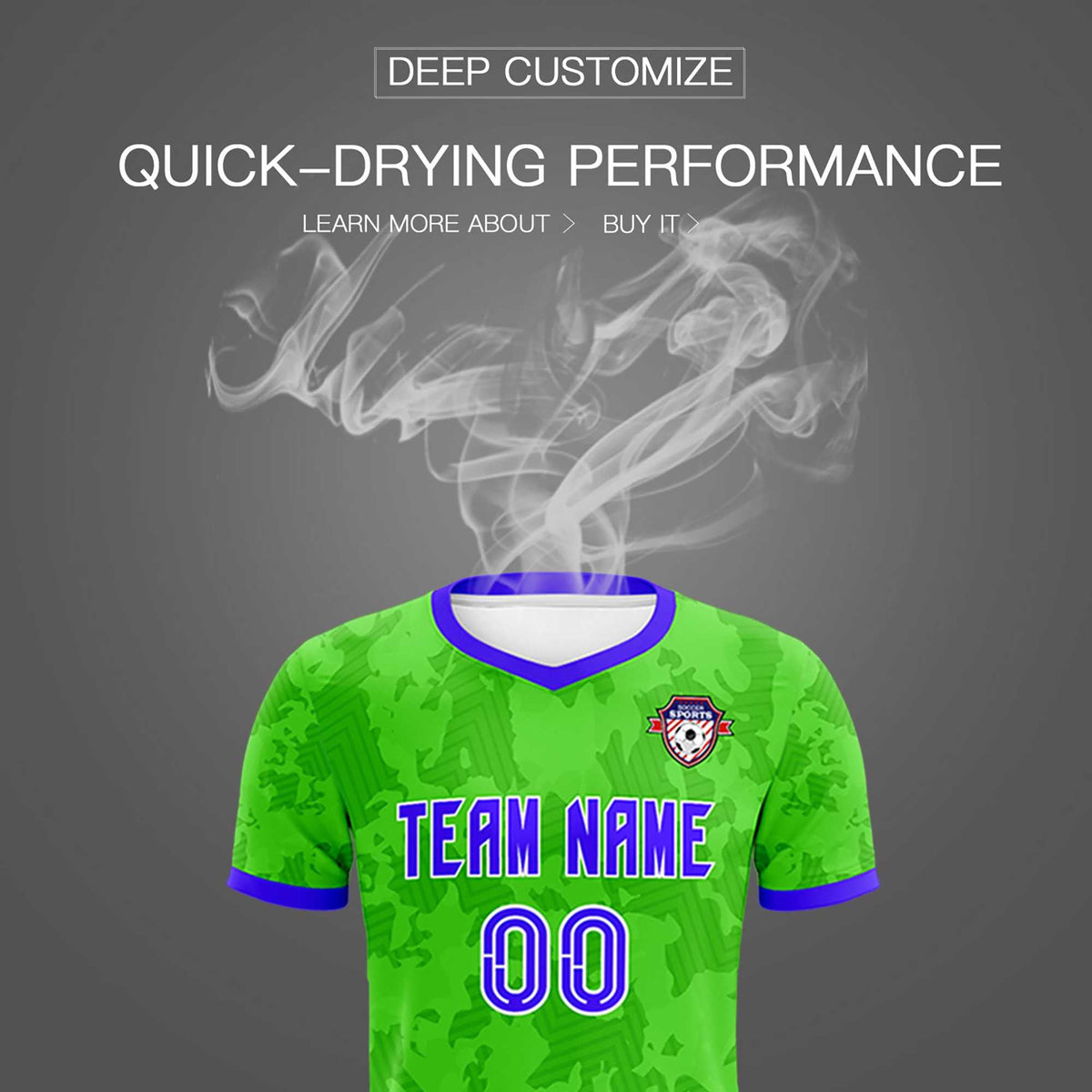 Custom Neon Green Camo sports Soccer Tops/Sets Jersey