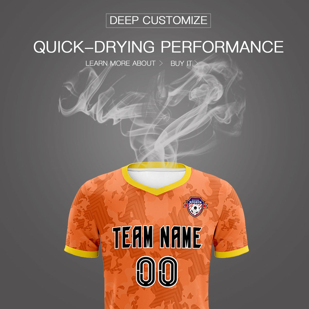Custom Orange Camo sports Football Kit Jersey