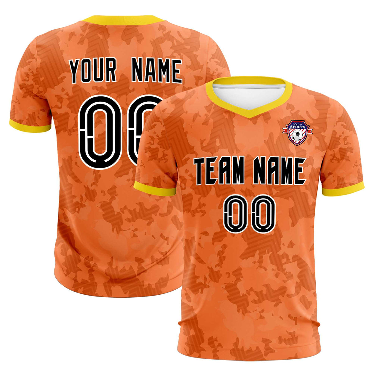 Custom Orange Camo sports Football Kit Jersey