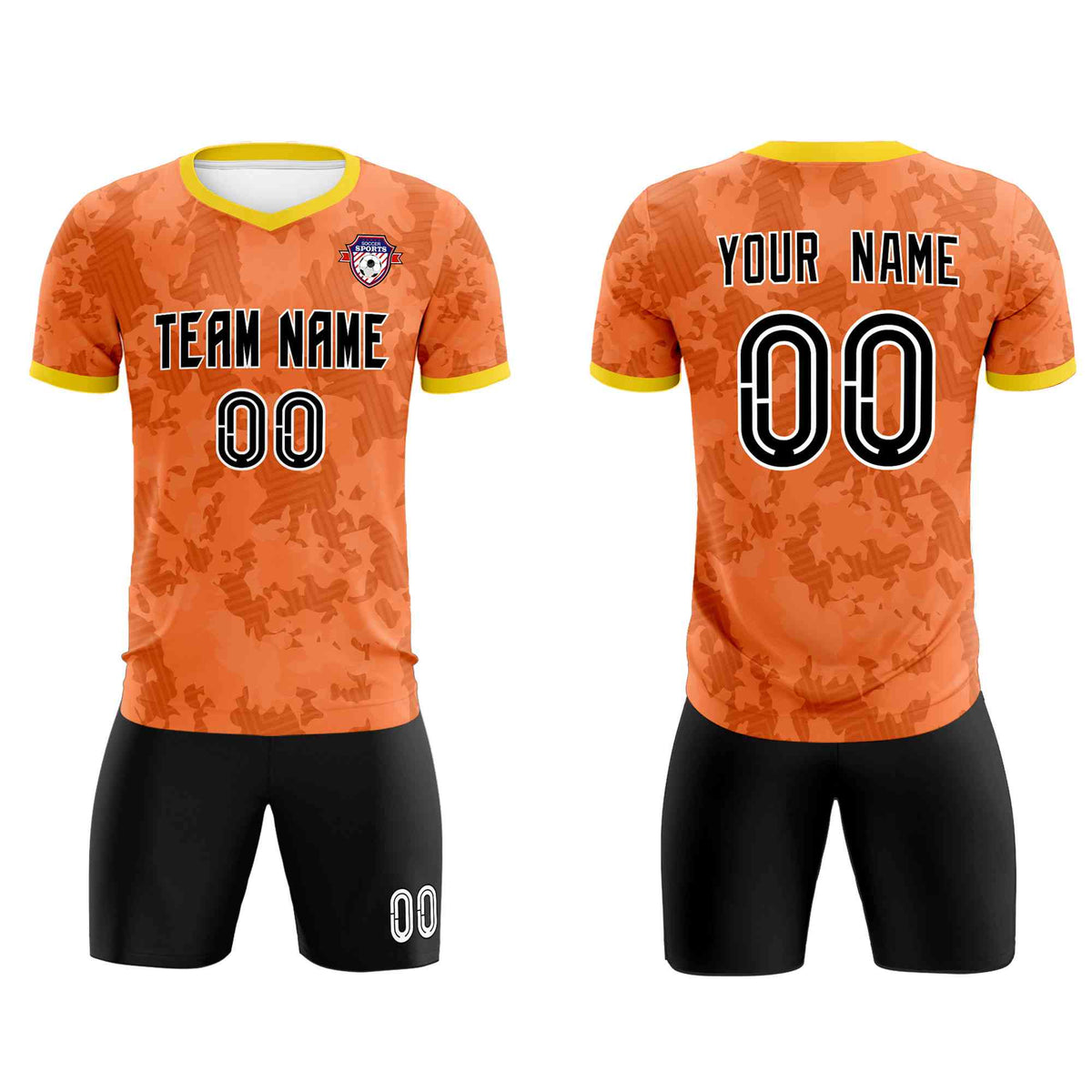 Custom Orange Camo sports Football Kit Jersey