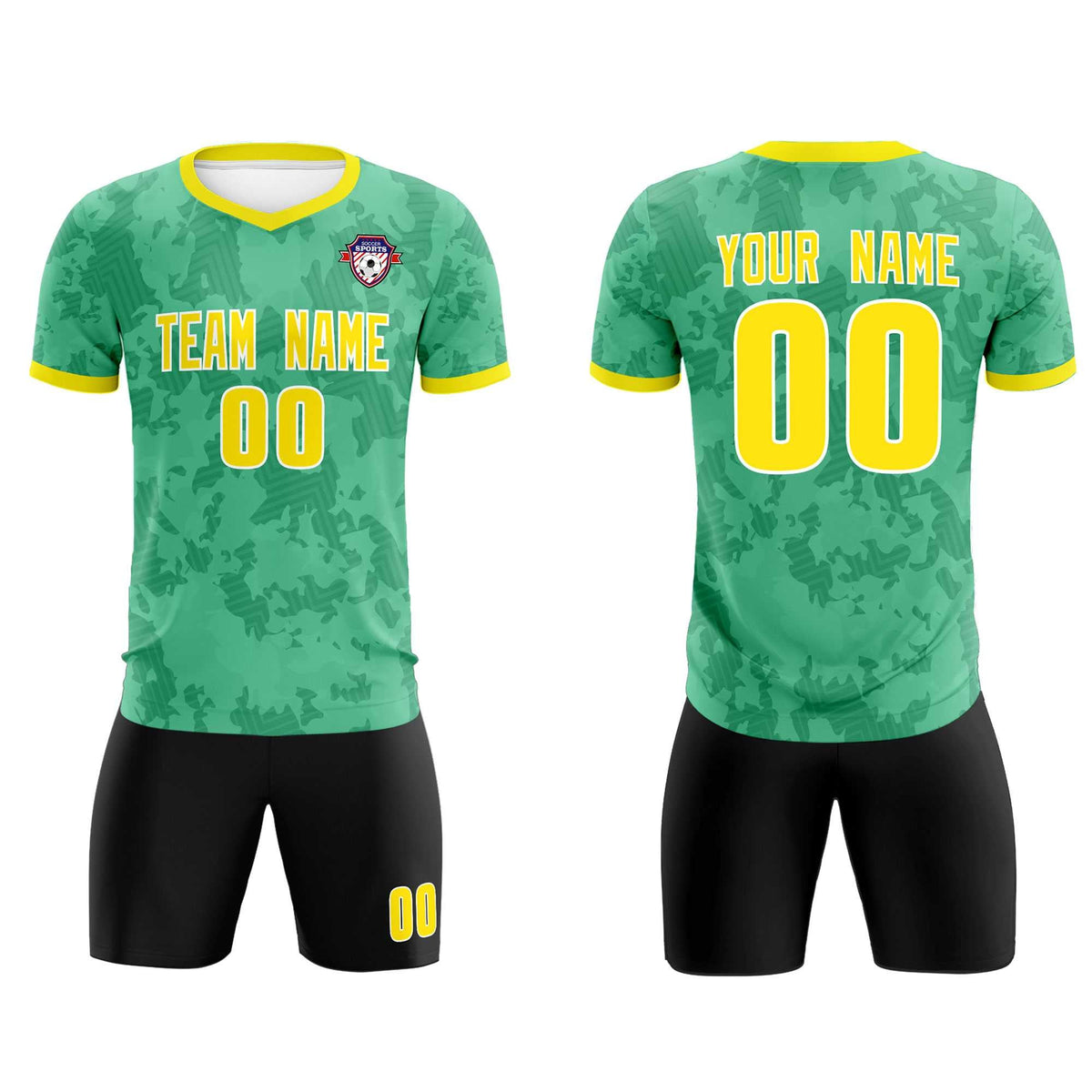 Custom Green Camo sports Football Kit Jersey