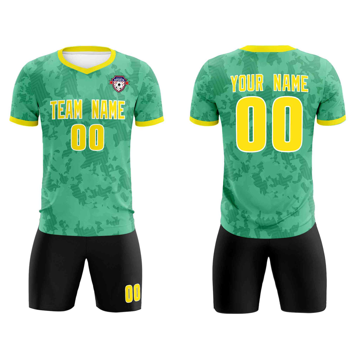 Custom Green Camo sports Football Kit Jersey