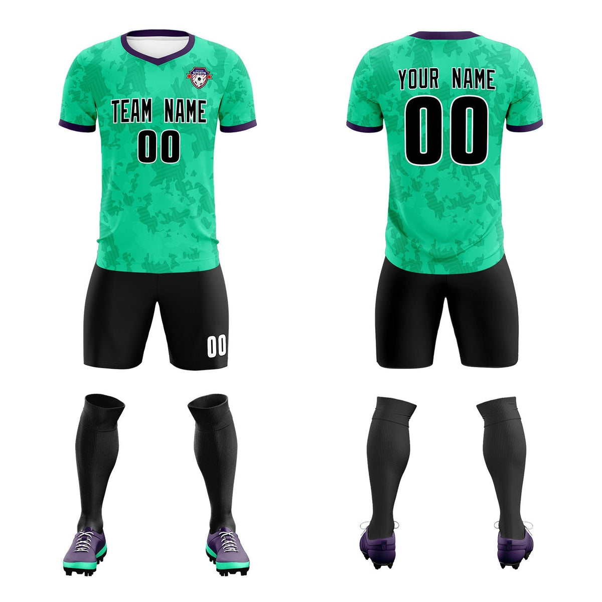 Custom Neon Green Camo sports Soccer Tops/Sets Jersey