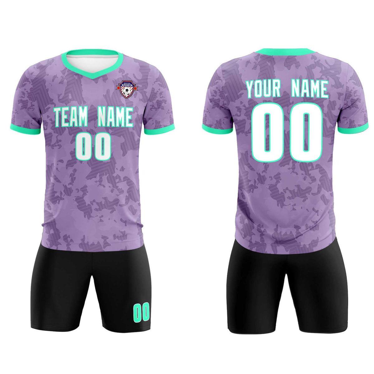 Custom Light Purple Camo sports Soccer Tops/Sets Jersey