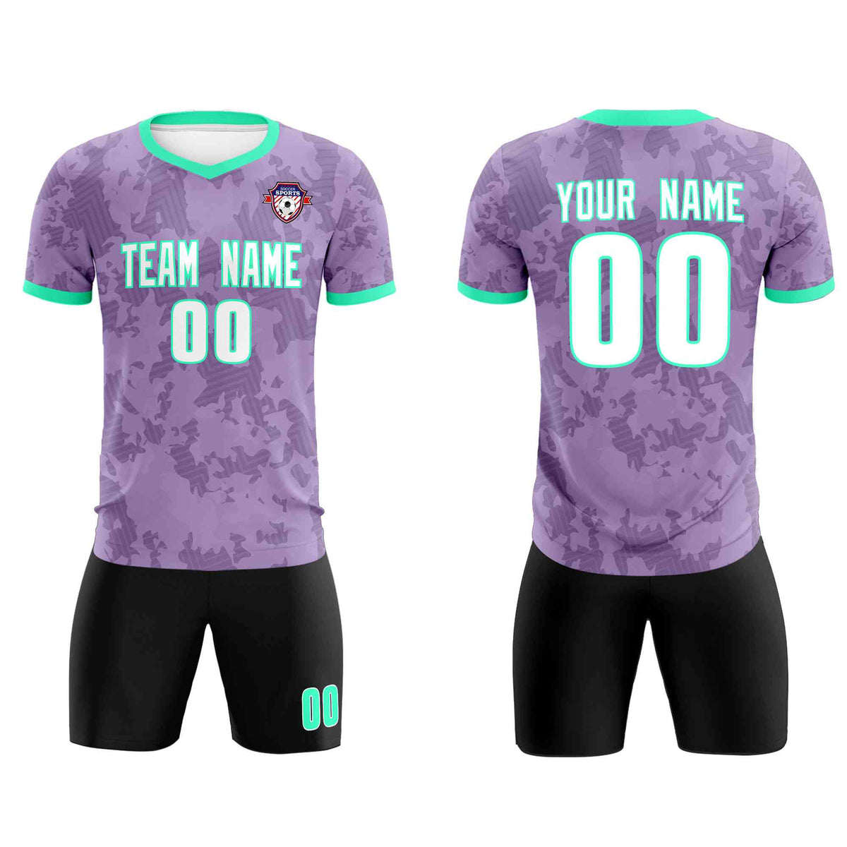 Custom Light Purple Camo sports Soccer Tops/Sets Jersey