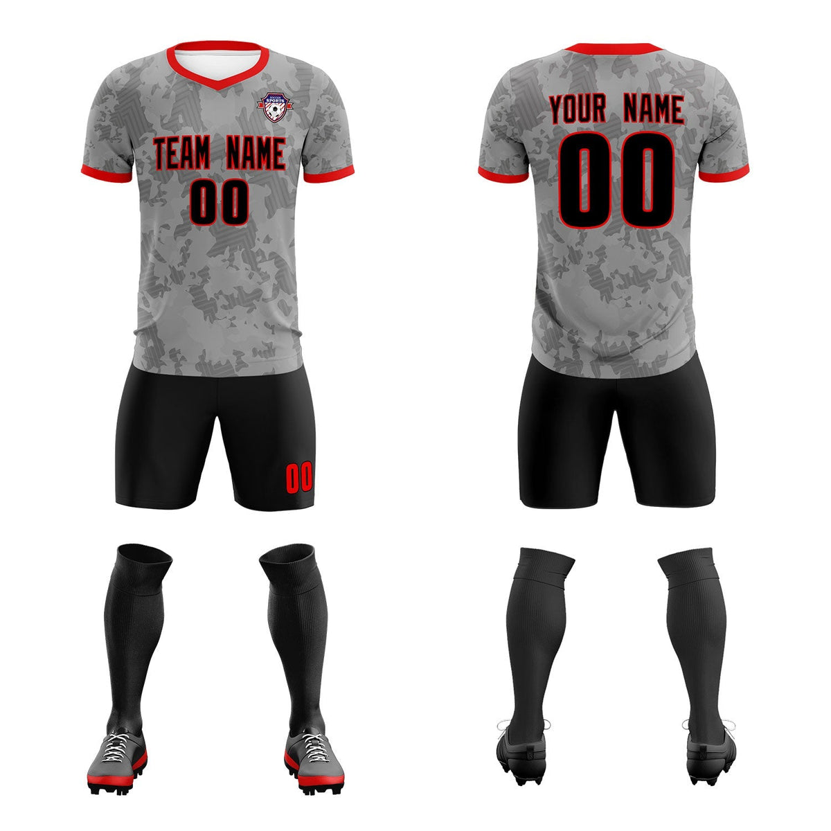 Custom Dark Gray Camo sports Soccer Tops/Sets Jersey