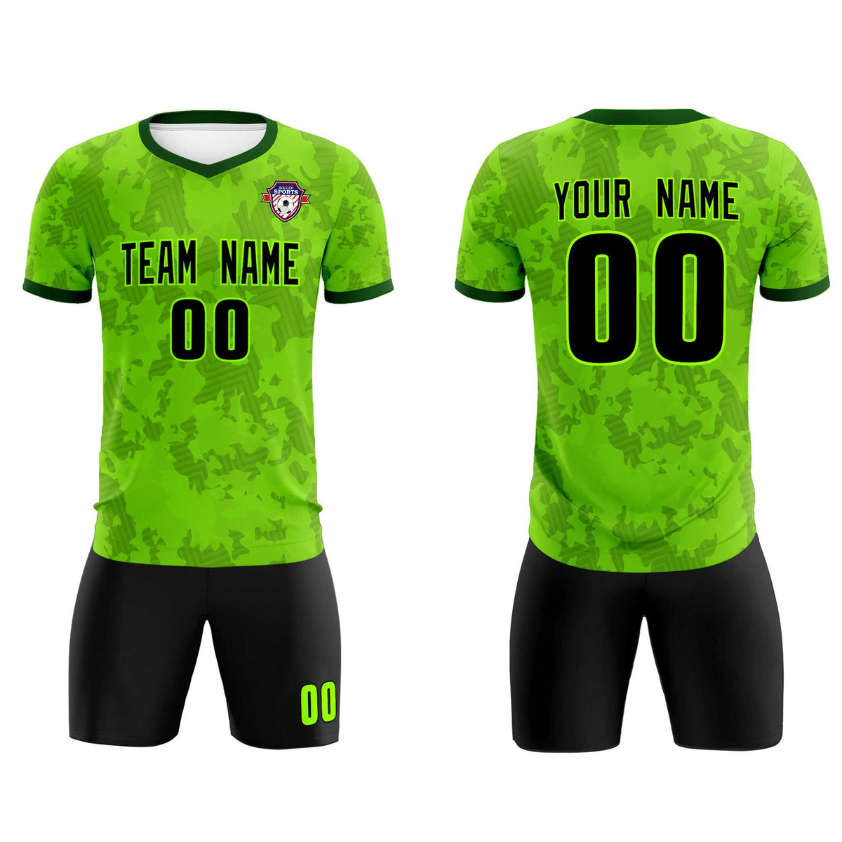Custom Green Camo sports Football Kit Jersey