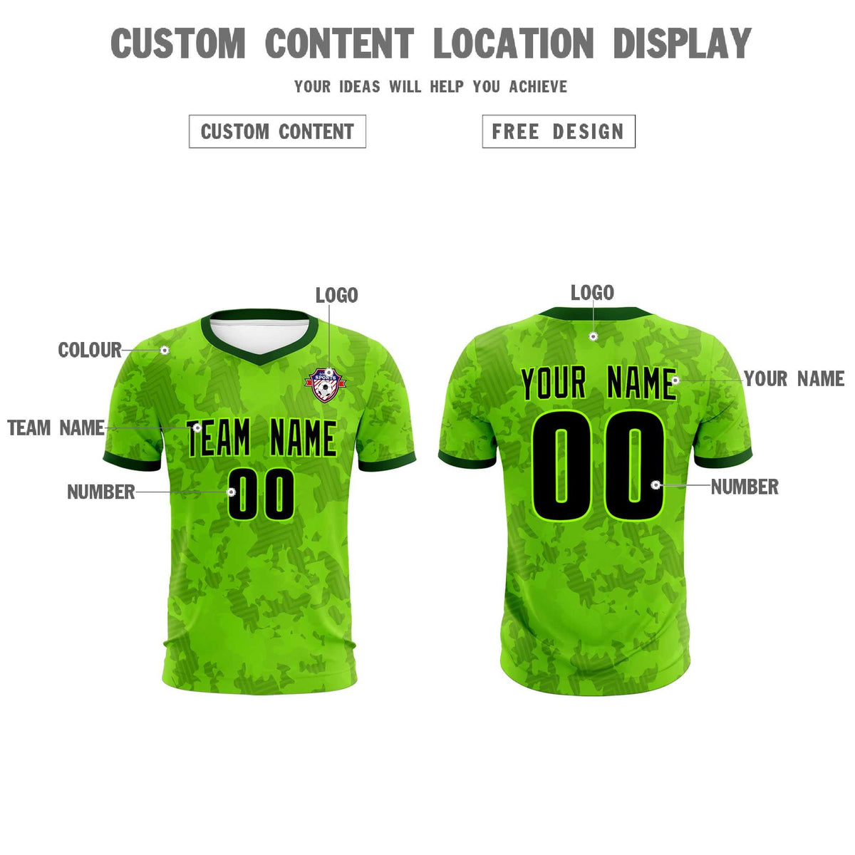 Custom Green Camo sports Football Kit Jersey