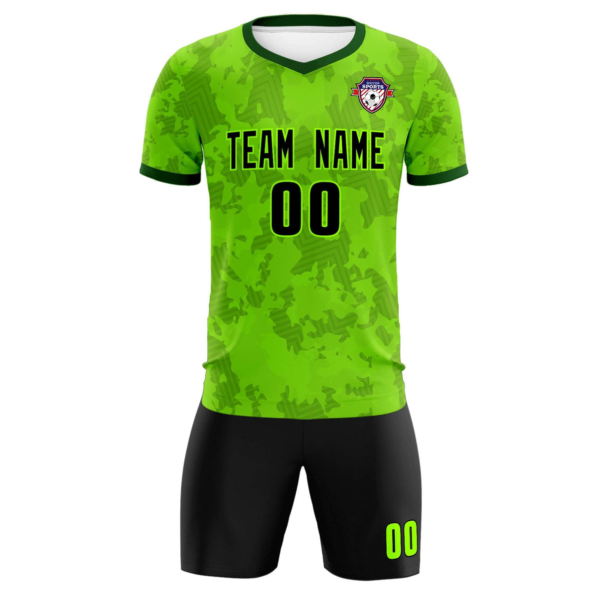 Custom Green Camo sports Football Kit Jersey