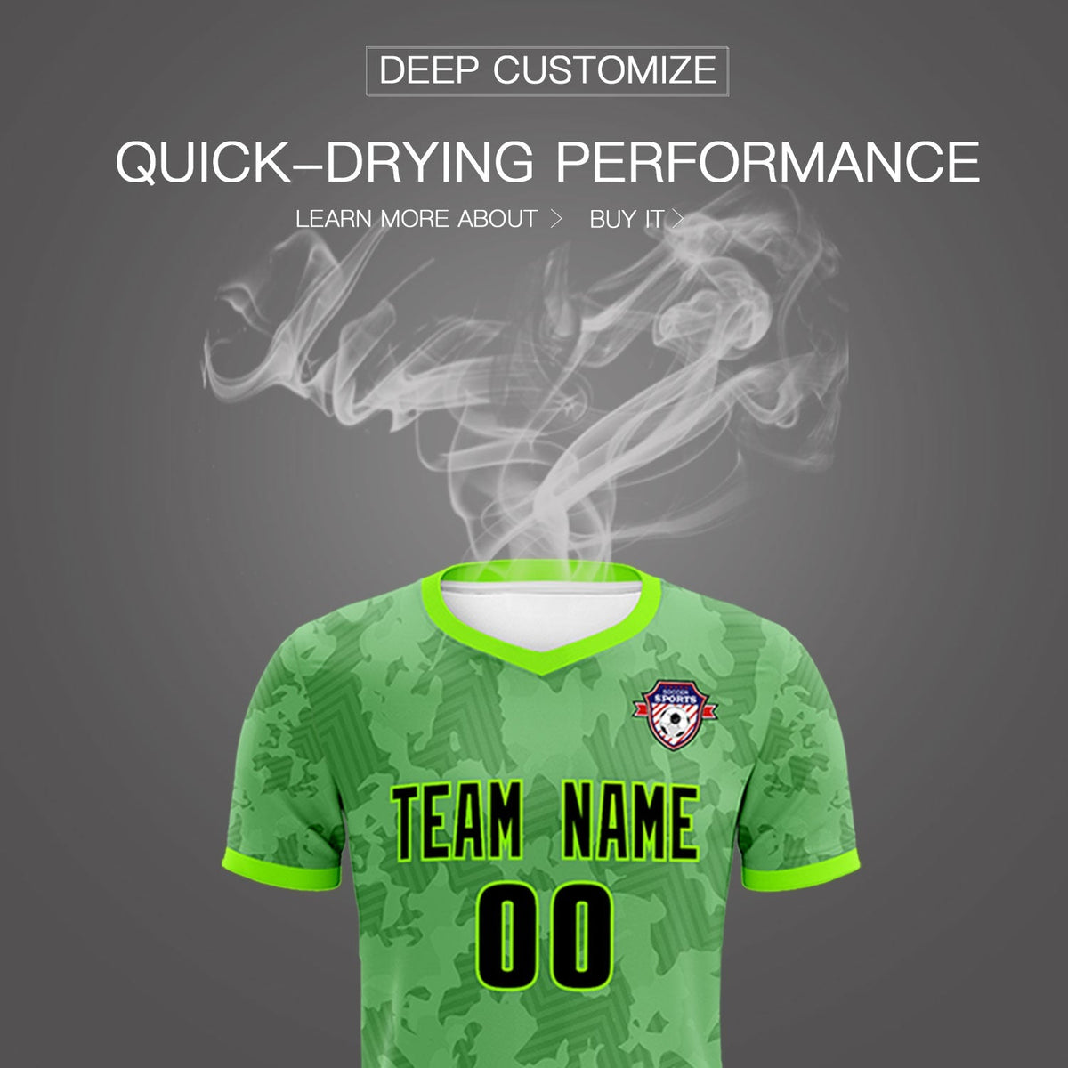 Custom Green Camo sports Football Kit Jersey