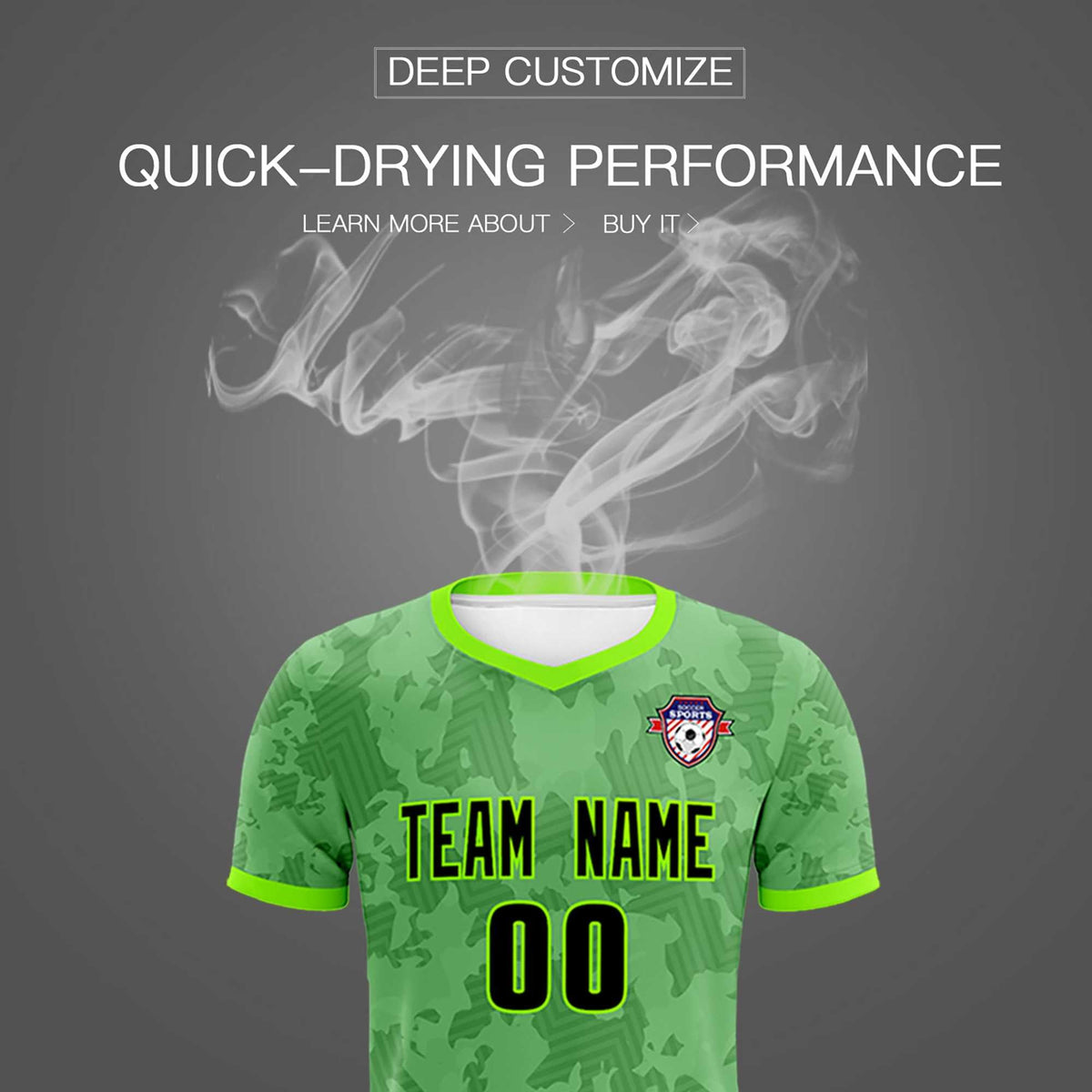 Custom Green Camo sports Soccer Tops/Sets Jersey