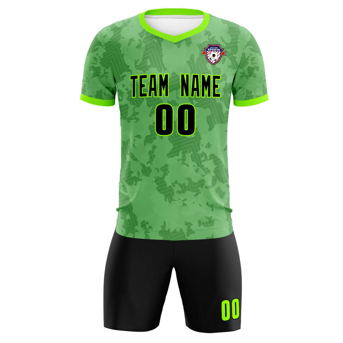 Custom Green Camo sports Soccer Tops/Sets Jersey