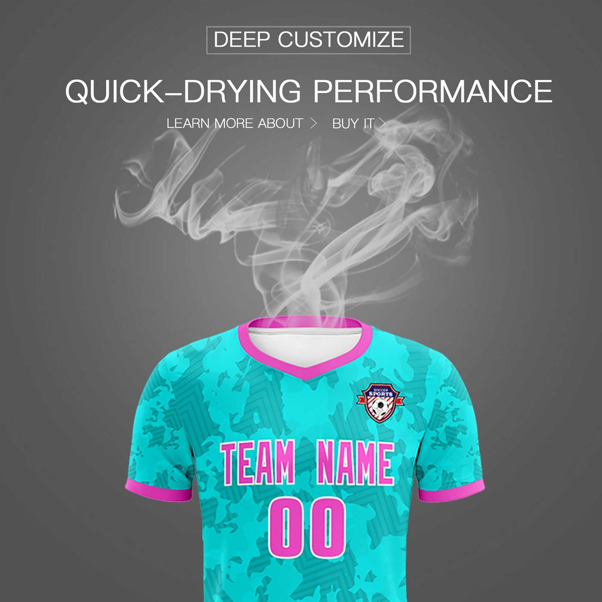 Custom Aqua Camo sports Soccer Tops/Sets Jersey