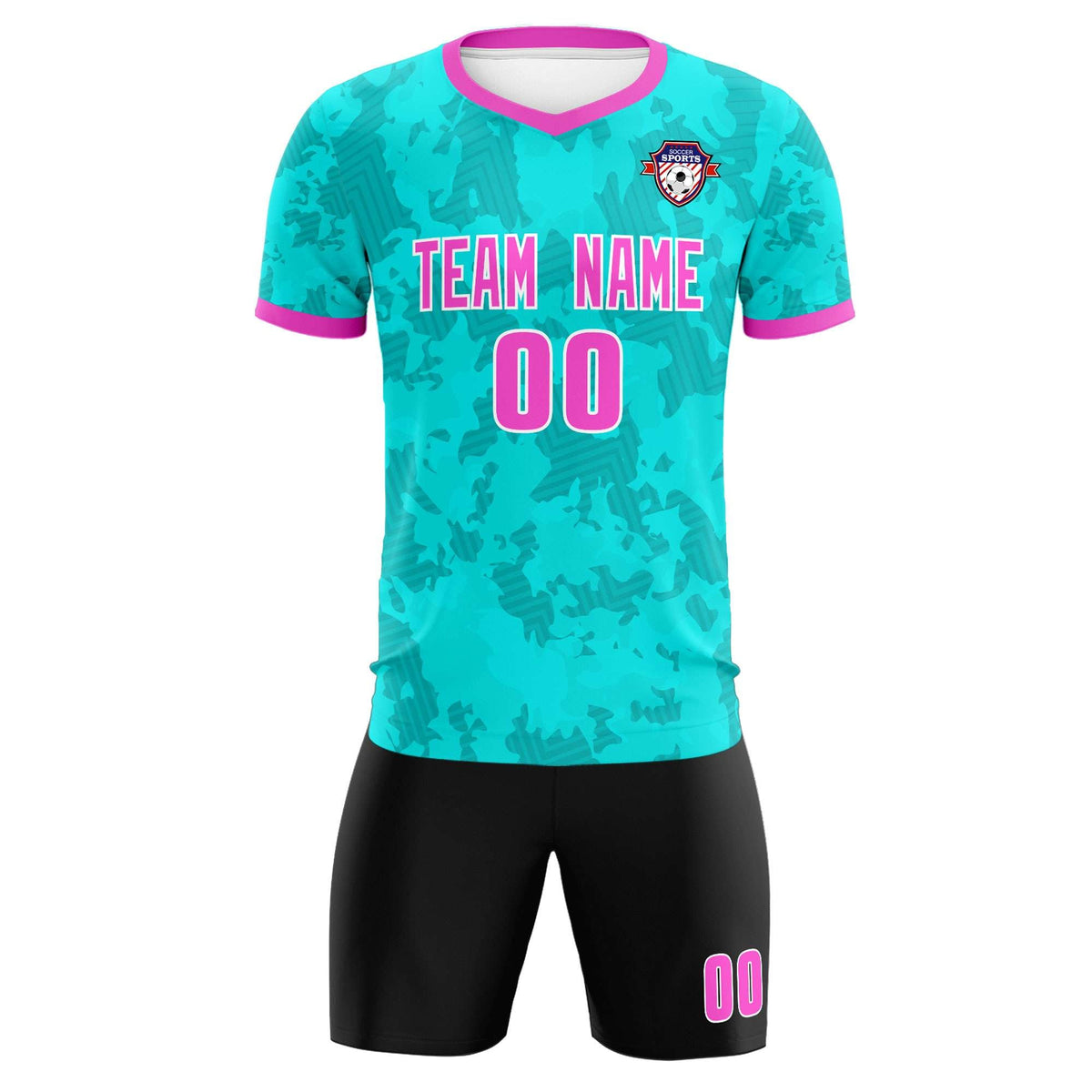 Custom Aqua Camo sports Soccer Tops/Sets Jersey