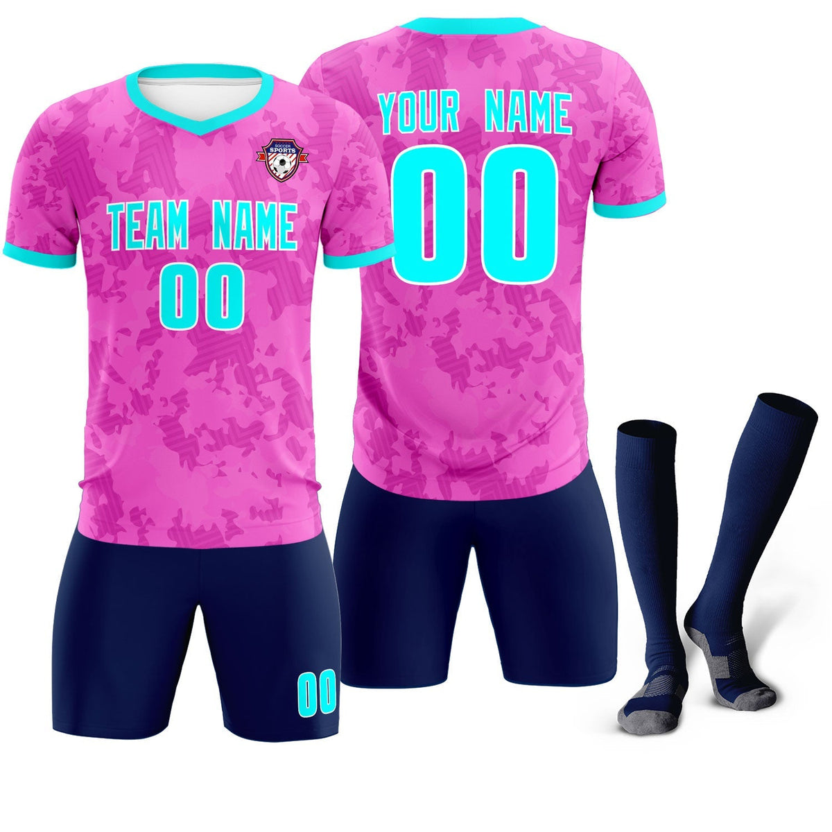 Custom Pink Camo sports Football Kit Jersey
