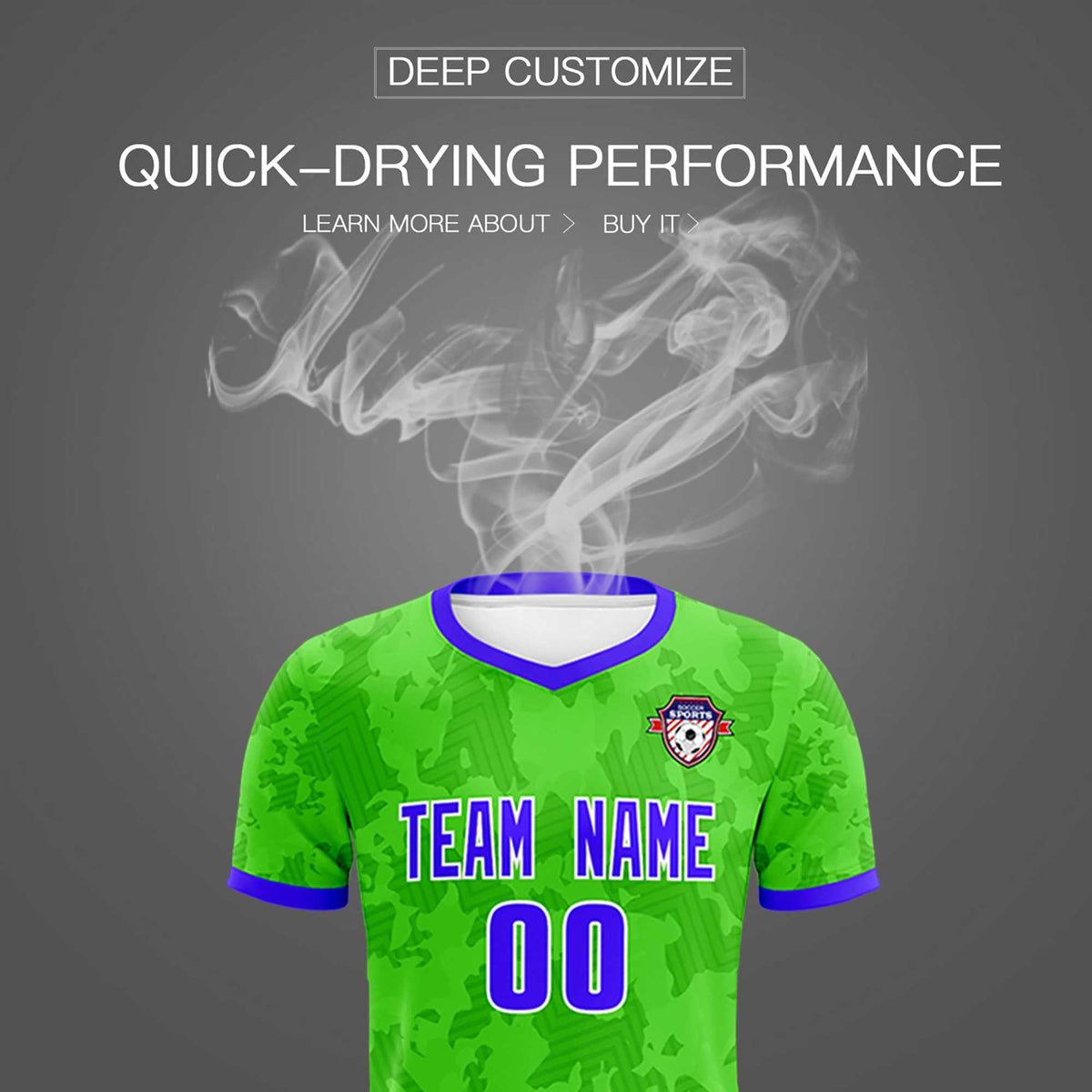 Custom Neon Green Camo sports Soccer Tops/Sets Jersey