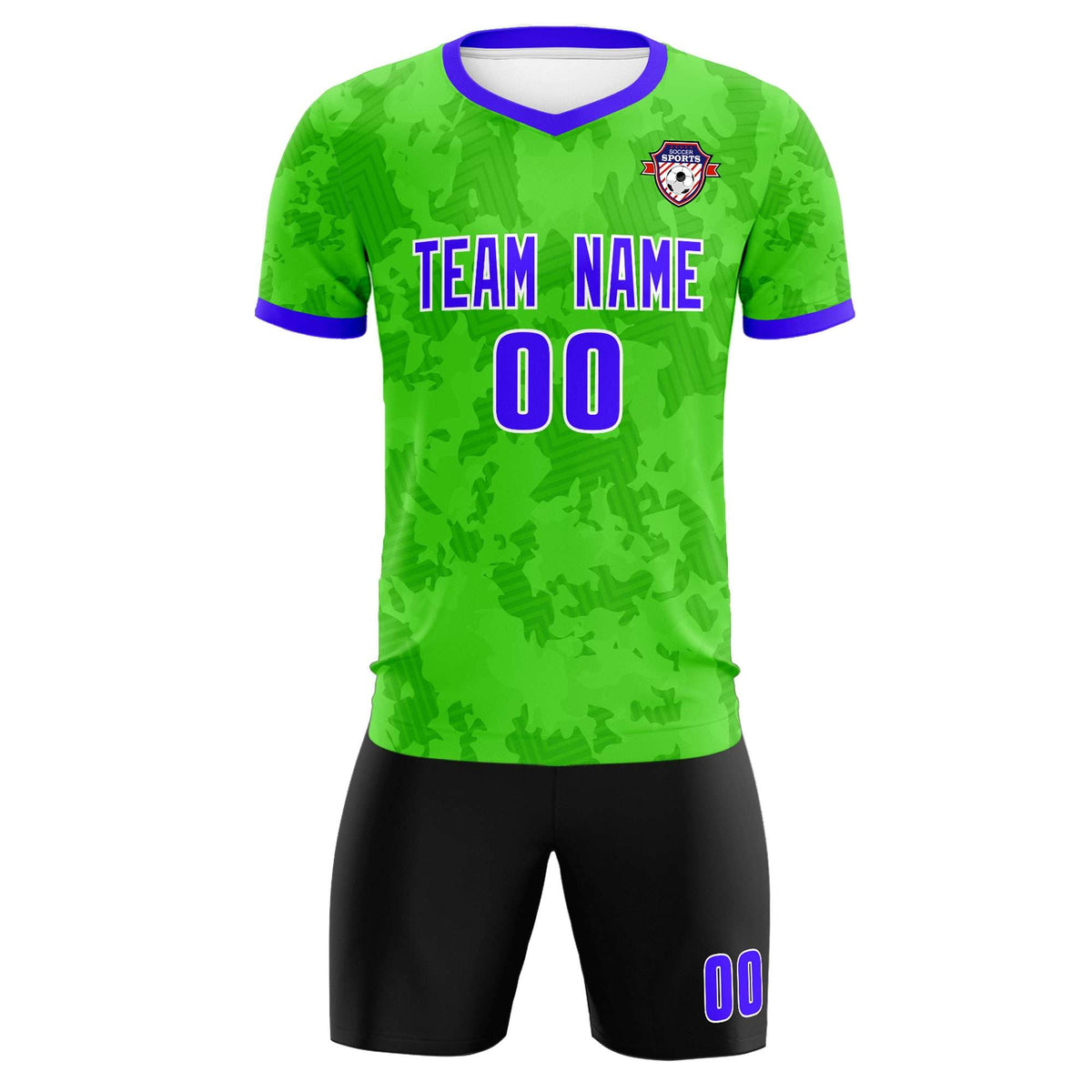 Custom Neon Green Camo sports Soccer Tops/Sets Jersey