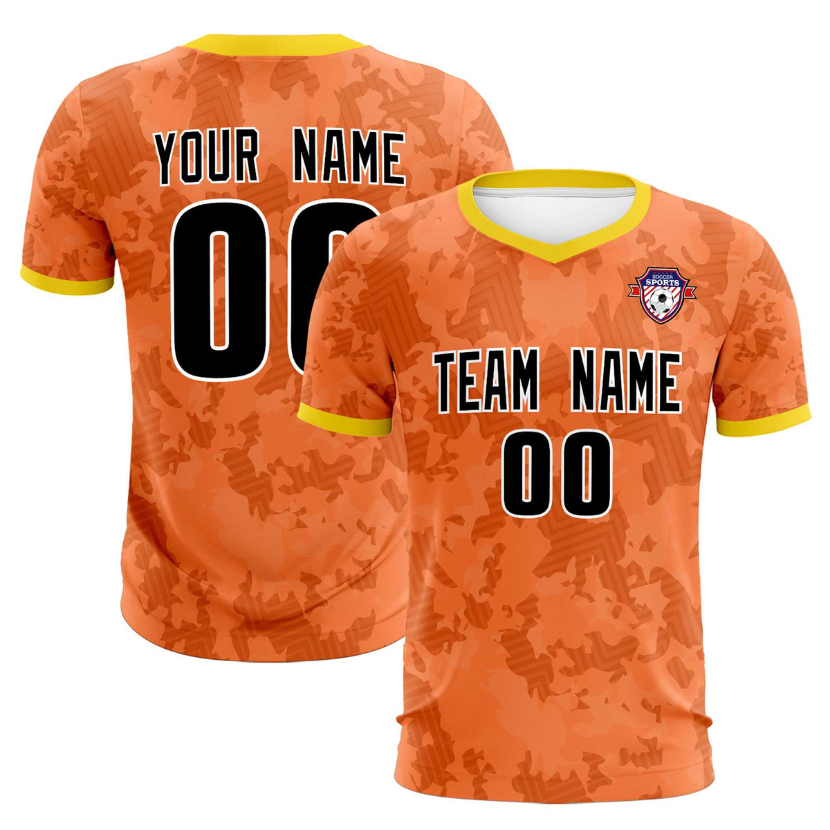Custom Orange Camo sports Football Kit Jersey