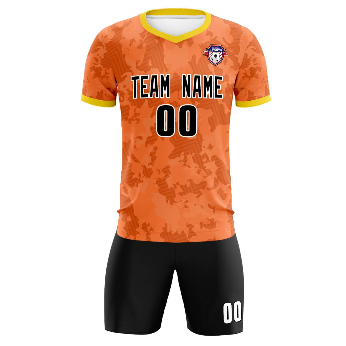 Custom Orange Camo sports Football Kit Jersey