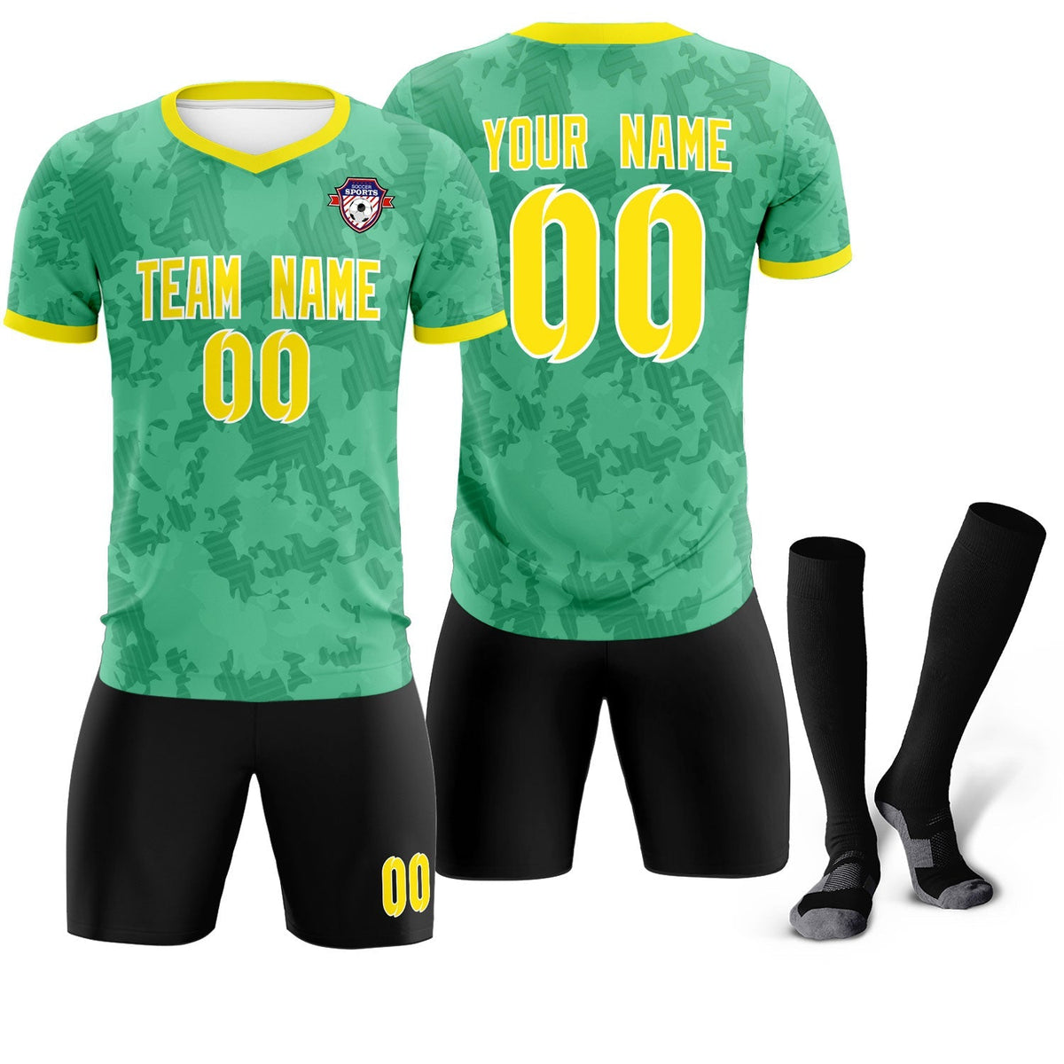 Custom Green Camo sports Football Kit Jersey