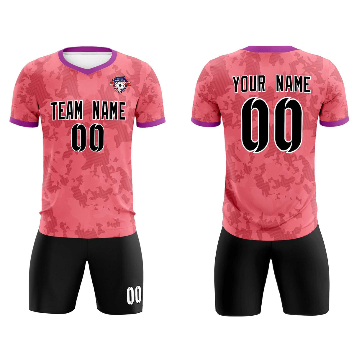 Custom Light Red Camo sports Soccer Tops/Sets Jersey