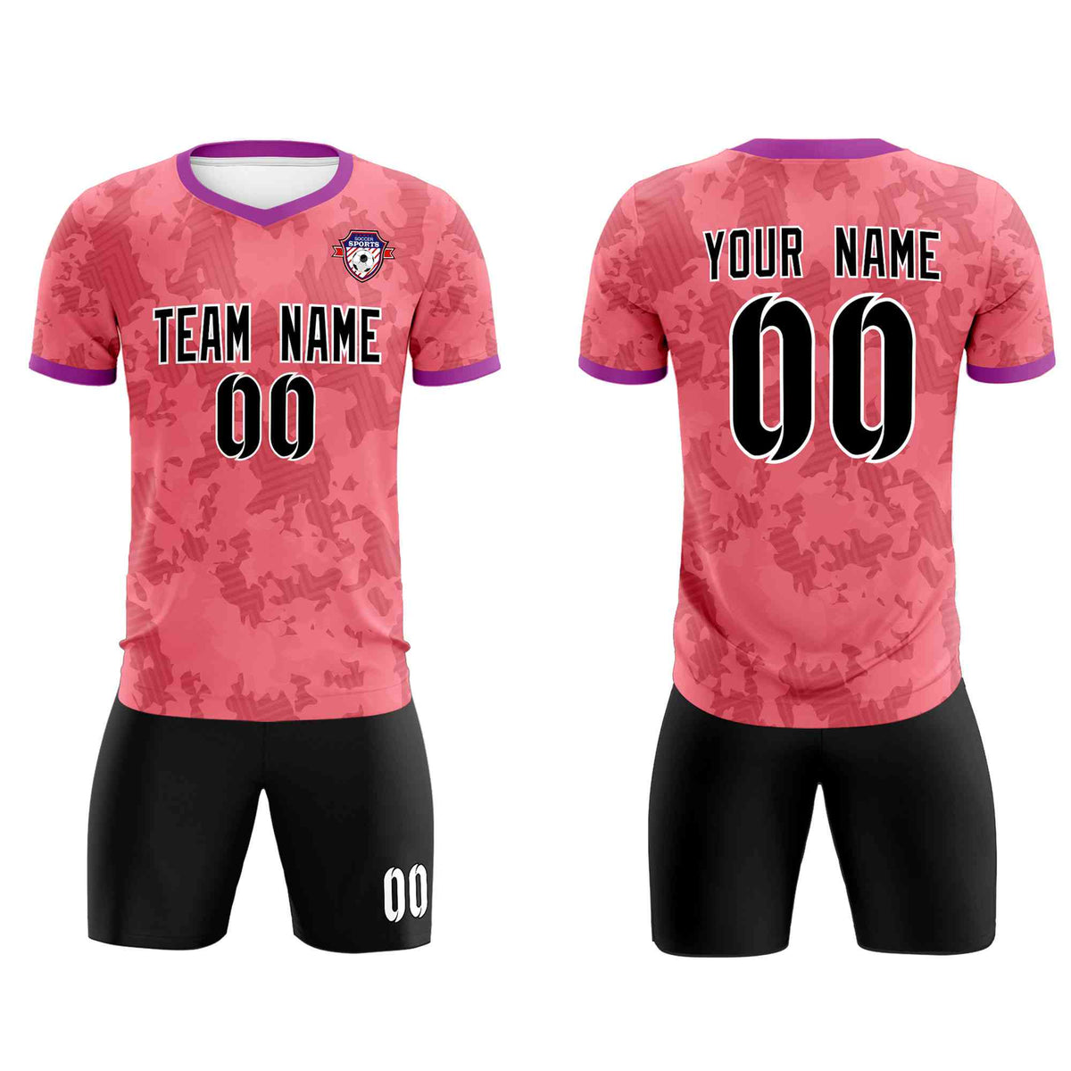 Custom Light Red Camo sports Soccer Tops/Sets Jersey