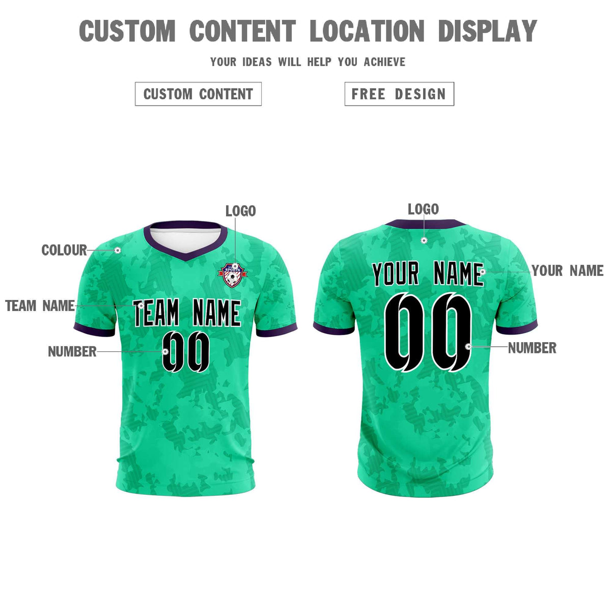 Custom Neon Green Camo sports Soccer Tops/Sets Jersey