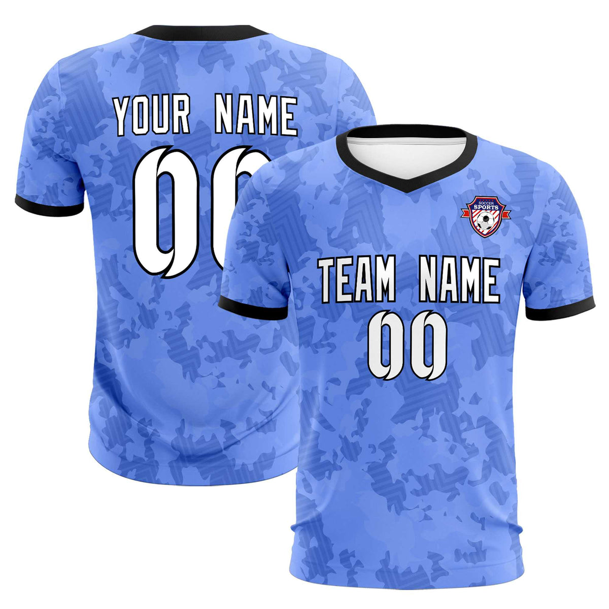 Custom Light Blue Camo sports Soccer Tops/Sets Jersey