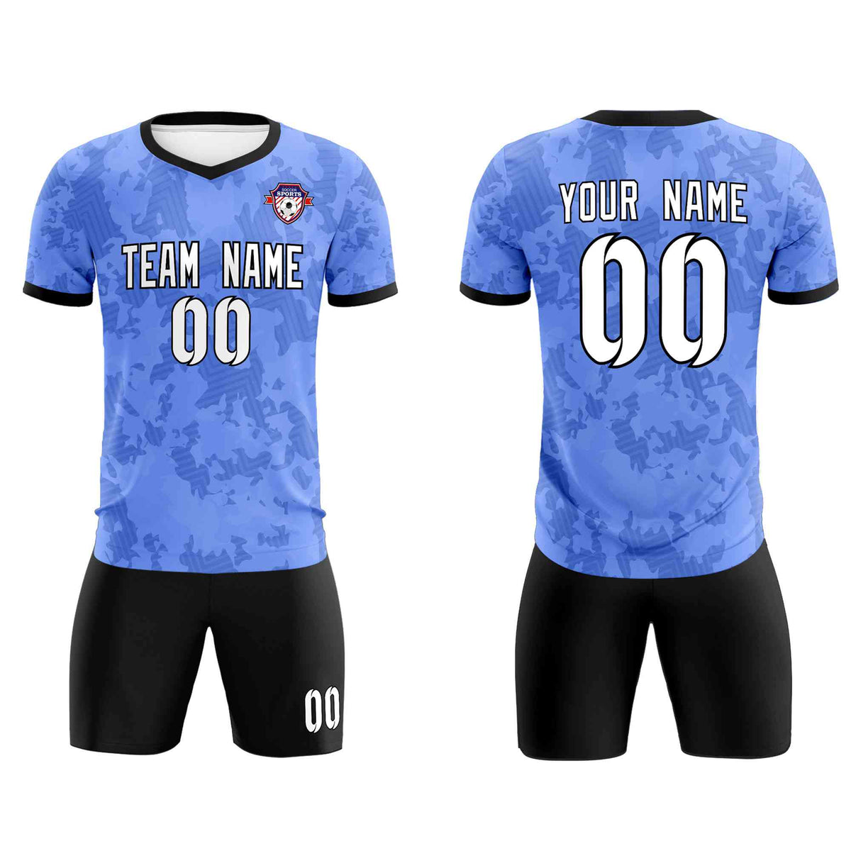 Custom Light Blue Camo sports Soccer Tops/Sets Jersey