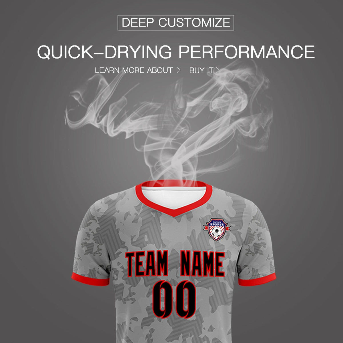 Custom Dark Gray Camo sports Soccer Tops/Sets Jersey