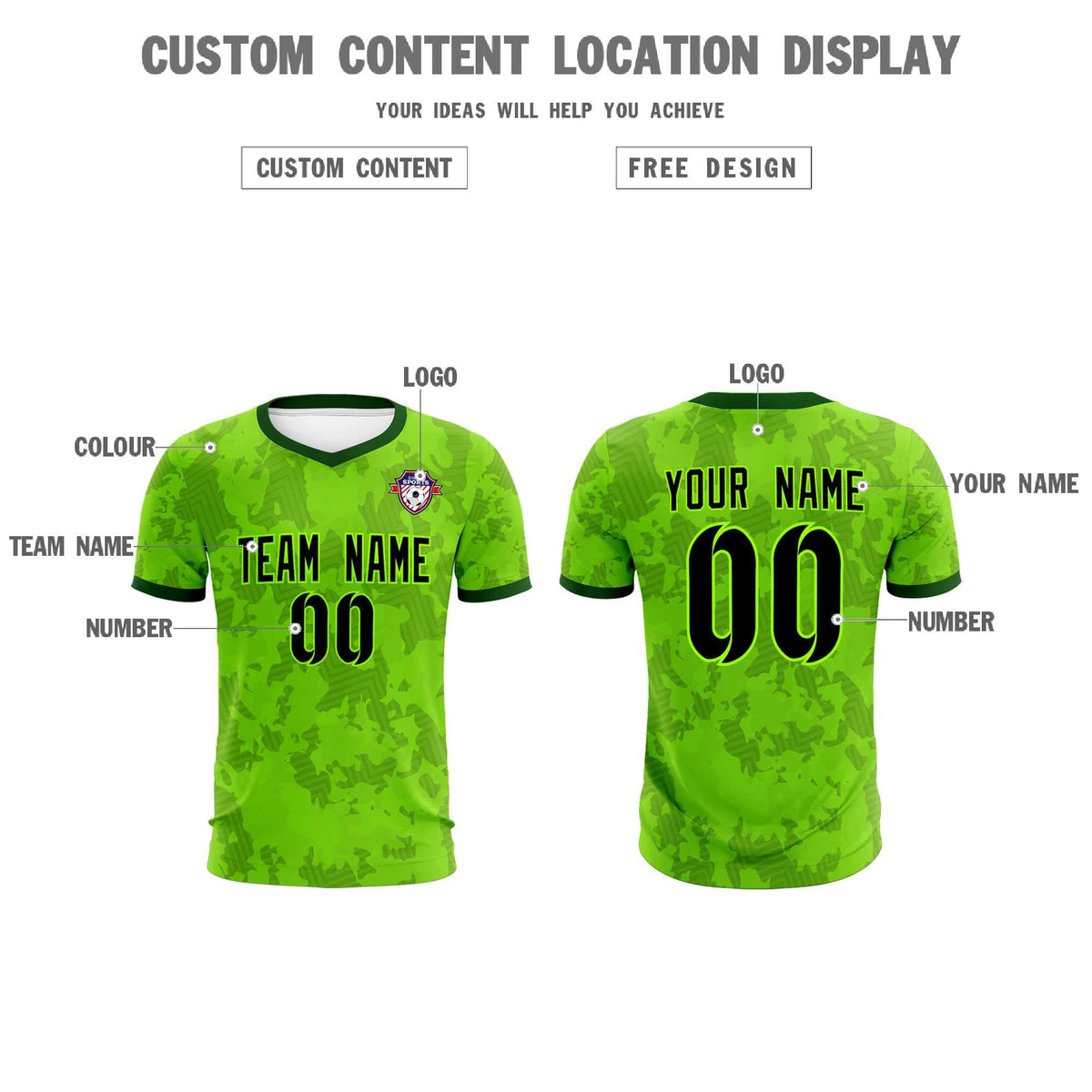 Custom Green Camo sports Football Kit Jersey