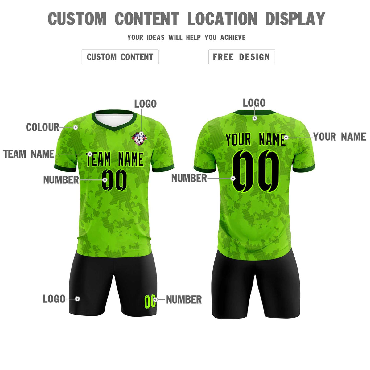 Custom Green Camo sports Football Kit Jersey