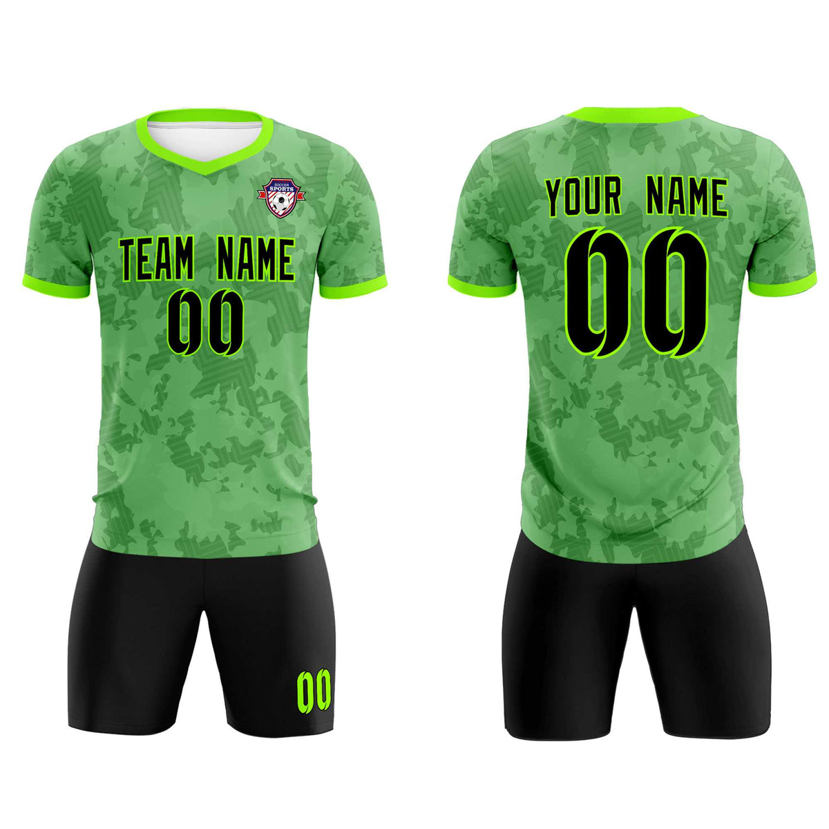 Custom Green Camo sports Football Kit Jersey