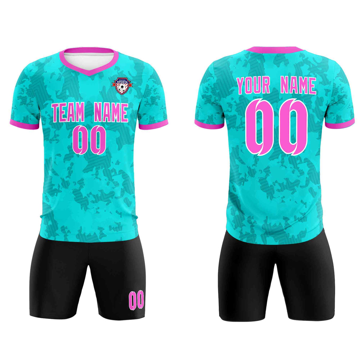 Custom Aqua Camo sports Soccer Tops/Sets Jersey