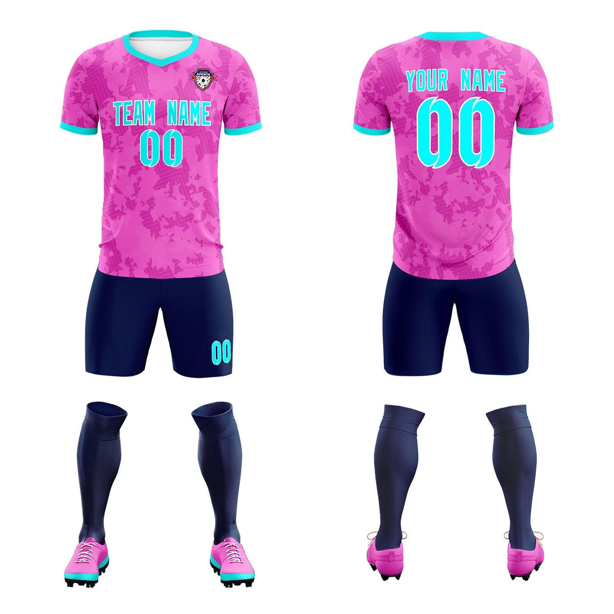 Custom Pink Camo sports Football Kit Jersey