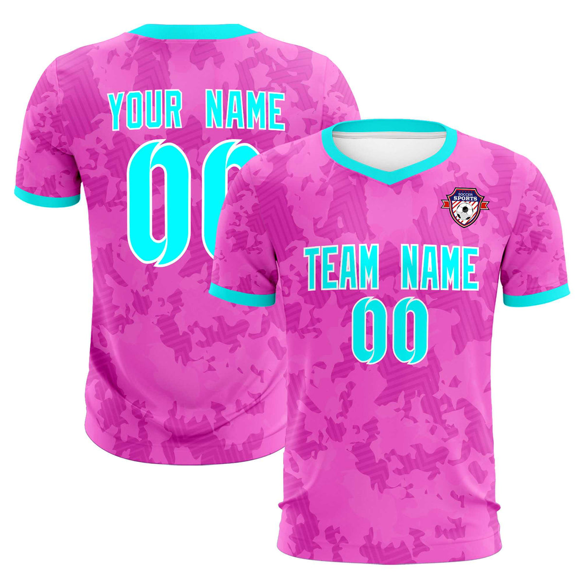 Custom Pink Camo sports Soccer Tops/Sets Jersey