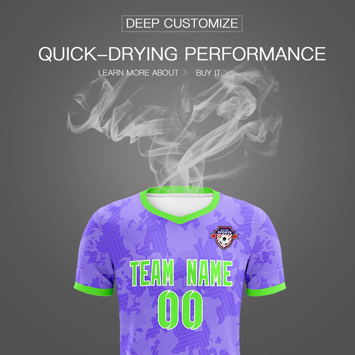 Custom Light Purple Camo sports Soccer Tops/Sets Jersey