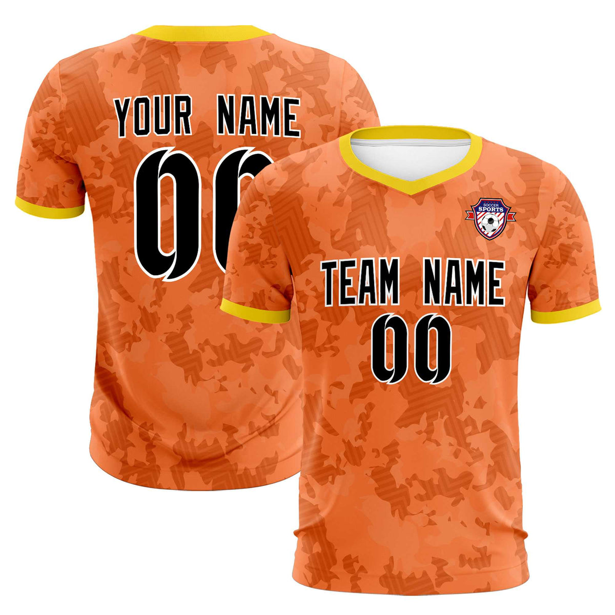 Custom Orange Camo sports Football Kit Jersey