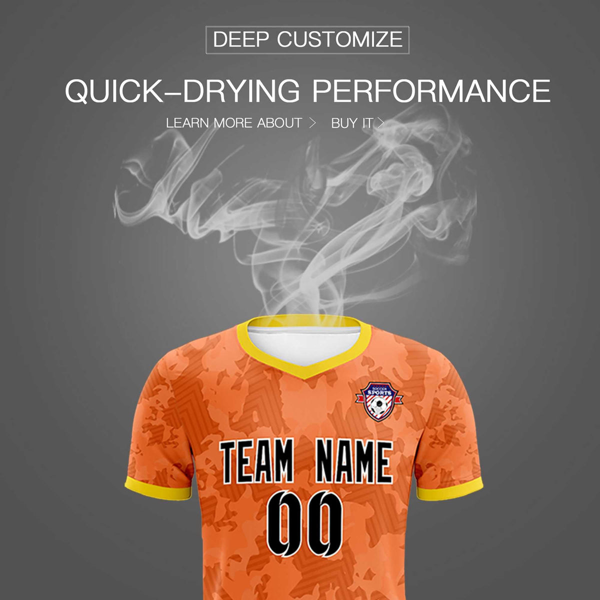 Custom Orange Camo sports Football Kit Jersey