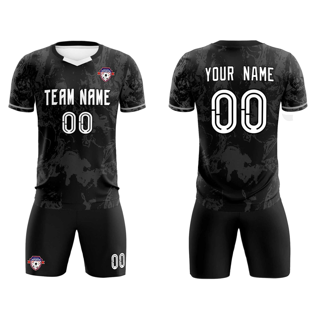 Custom Black Classic Graffiti Pattern Sportswear Football Kit Jersey