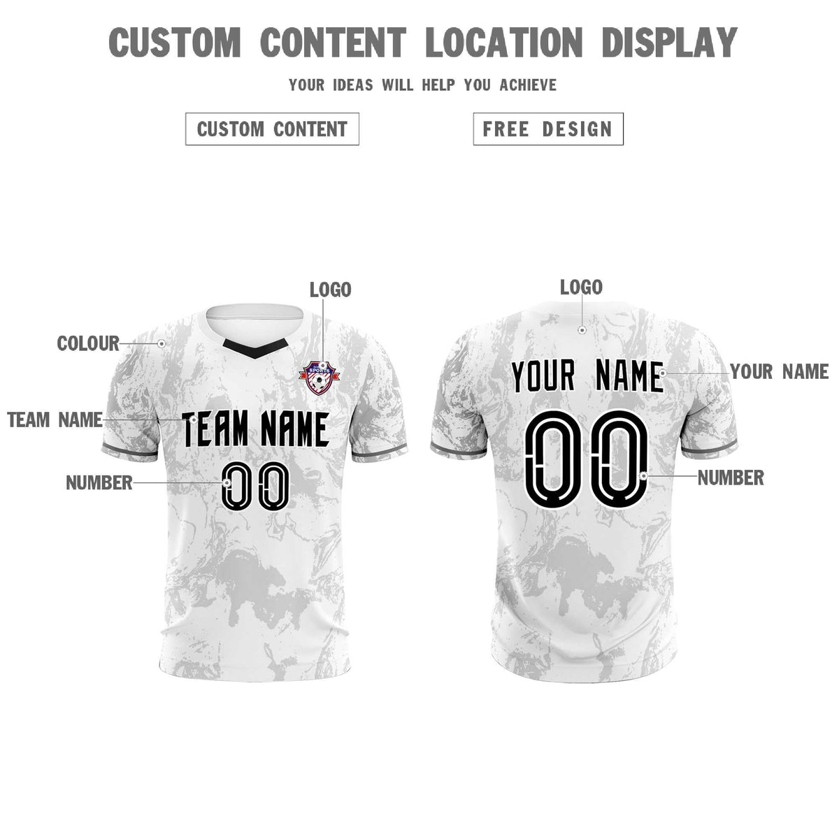 Custom White Classic Graffiti Pattern Sportswear Soccer Tops/Sets Jersey