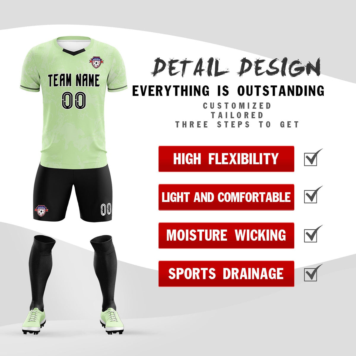 Custom Green Classic Graffiti Pattern Sportswear Football Kit Jersey