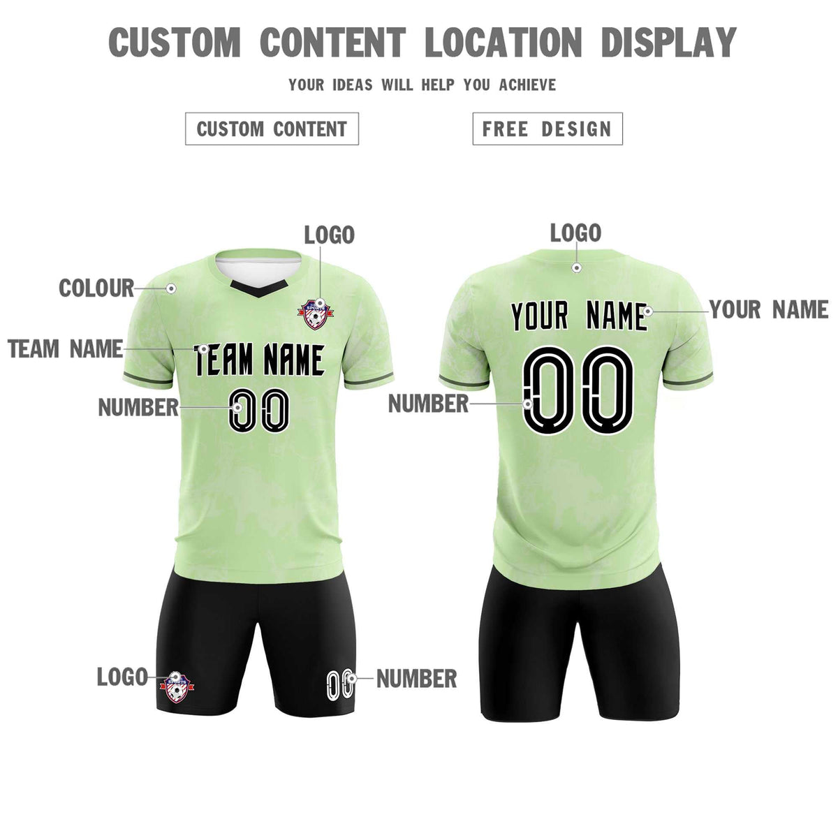 Custom Green Classic Graffiti Pattern Sportswear Football Kit Jersey