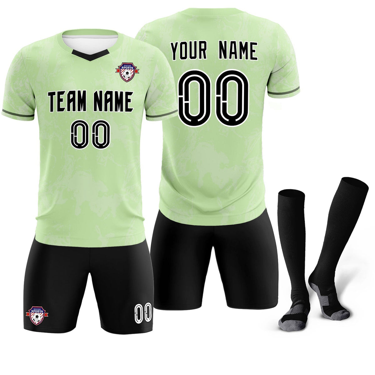 Custom Green Classic Graffiti Pattern Sportswear Football Kit Jersey
