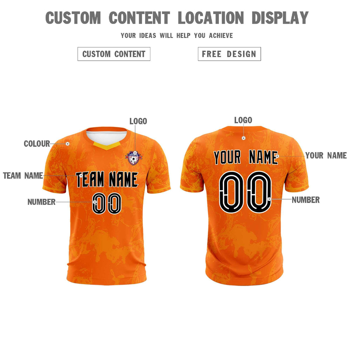 Custom Orange Classic Graffiti Pattern Sportswear Football Kit Jersey