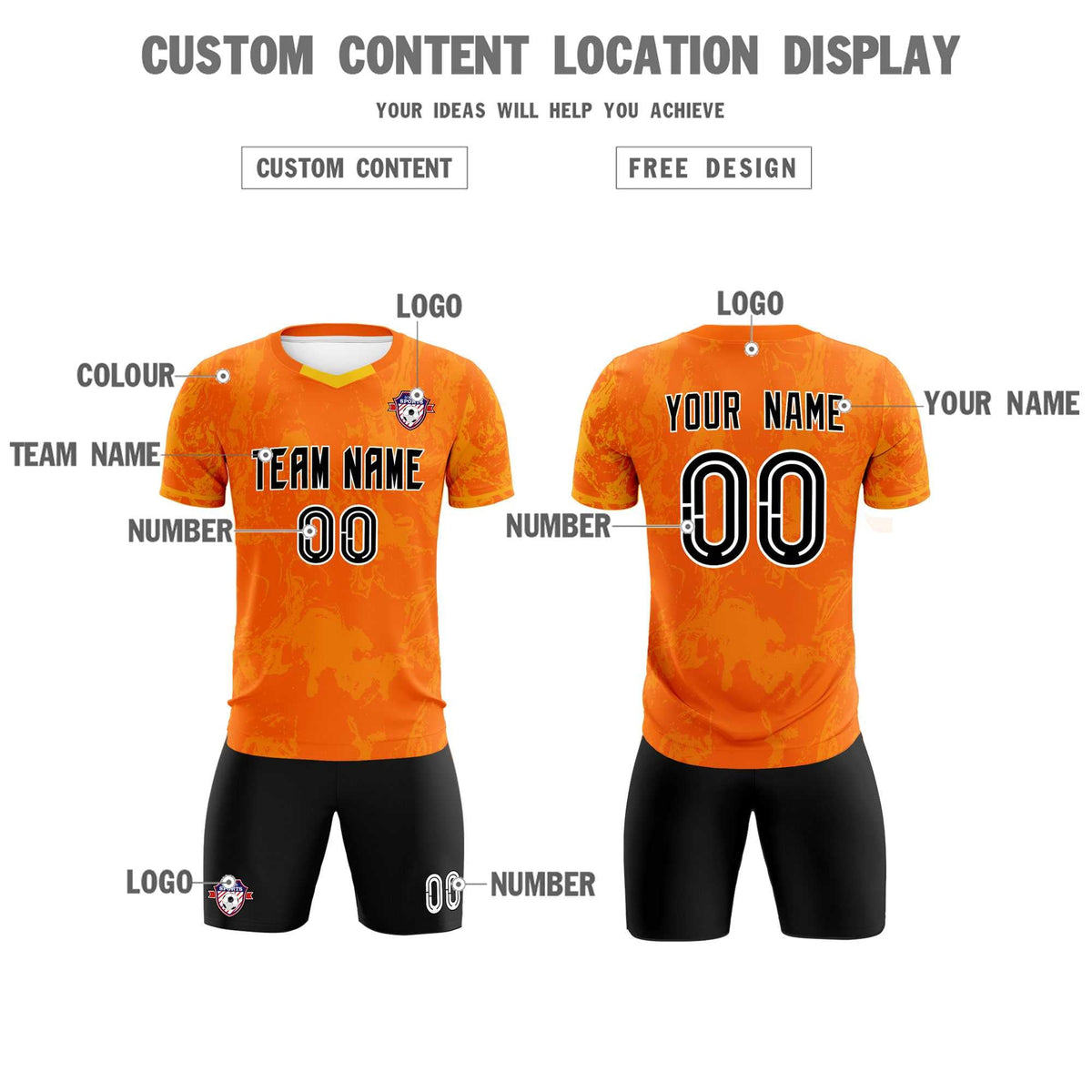 Custom Orange Classic Graffiti Pattern Sportswear Football Kit Jersey