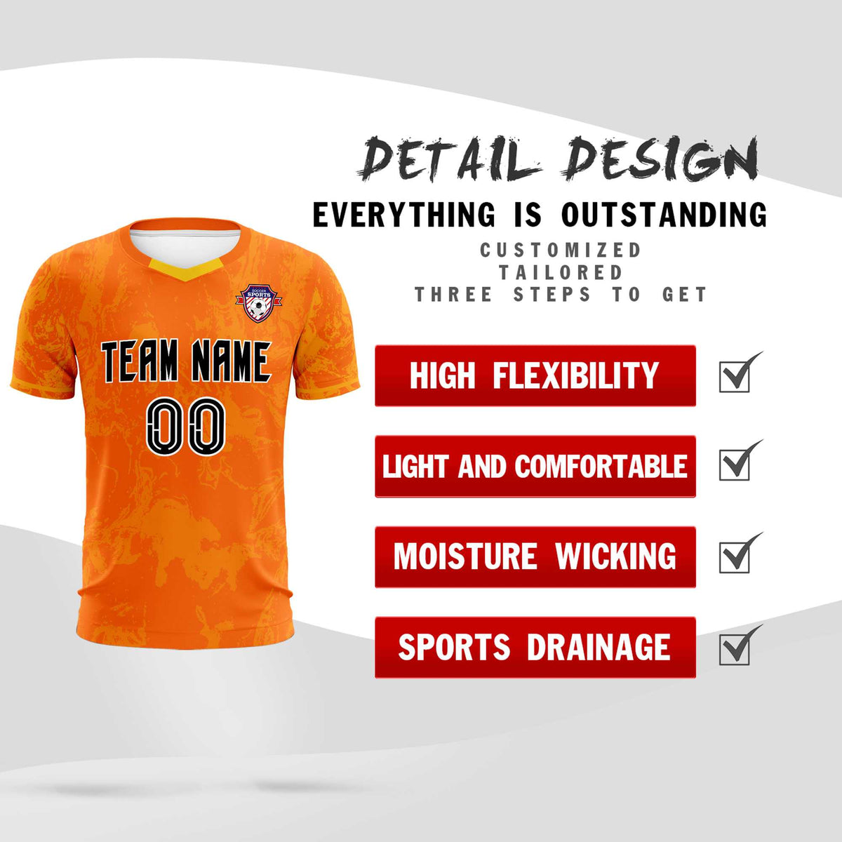 Custom Orange Classic Graffiti Pattern Sportswear Football Kit Jersey